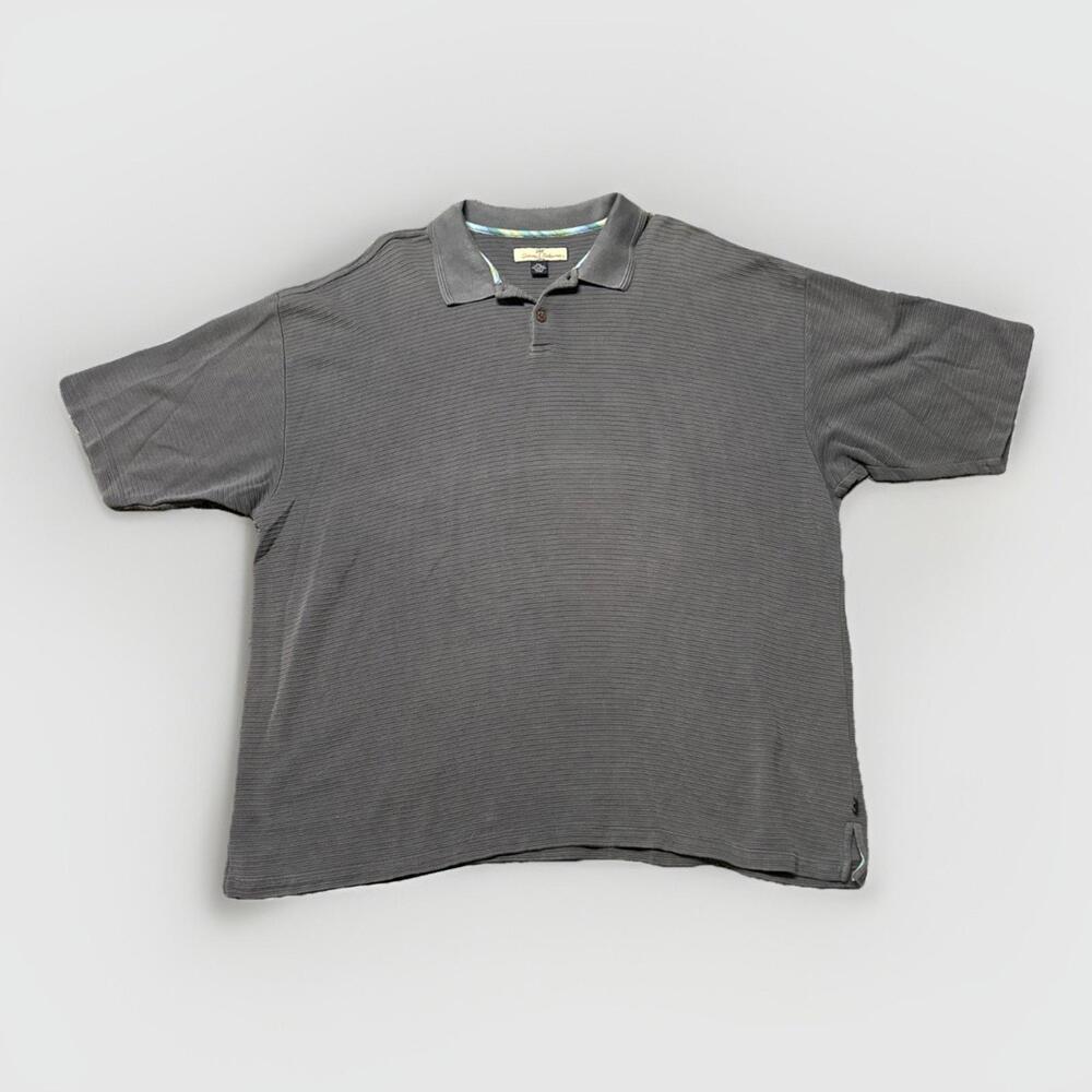 Tommy Bahama Men Silk Blended Short‎ Sleeve Polo Shirt Gray Size XXL